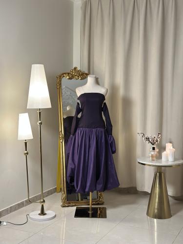 فستان أرجواني بتصميم عصري 5489