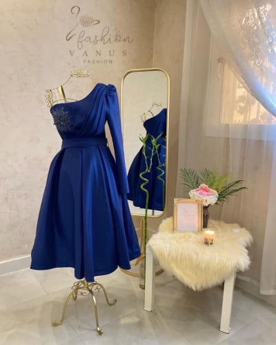 فستان سهرة ميدي ( 2 لونين)  3029