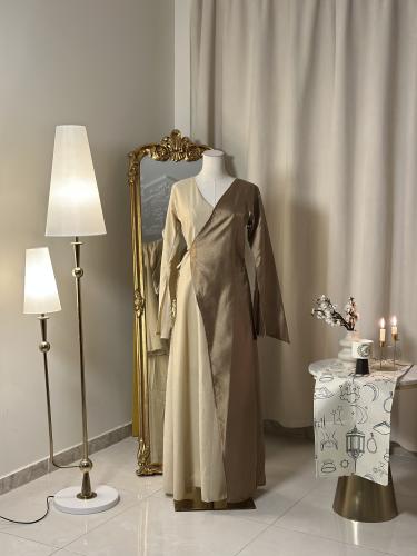 جلابية بيج بتصميم عصري أنيق  5477