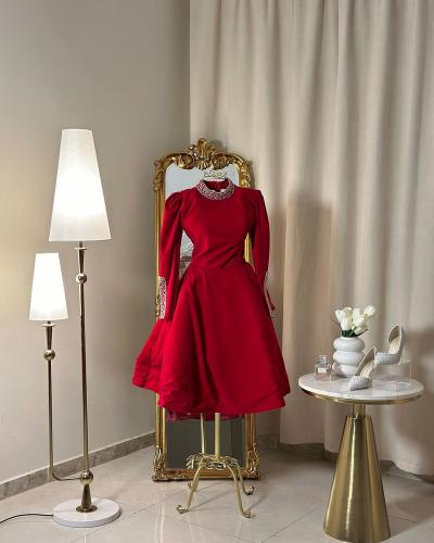 فستان سهرة ميدي 5179 ( لونين )