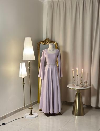 6091 -فستان طويل ( 2 لونين )