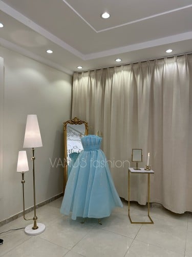 فستان سهرة ميدي سماوي 3599