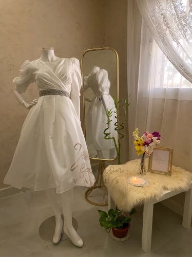 فستان ميدي اورجنزا ابيض 2044