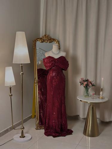 6467 -  فستان عودي بترتر فاخر