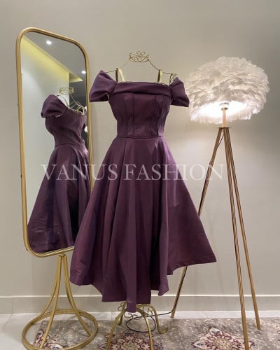 فستان سهرة ميدي ( 2 لونين ) 3585