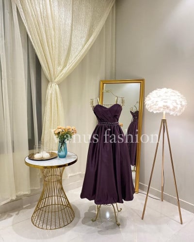 فستان سهرة ميدي ( 2 لونين)  3606