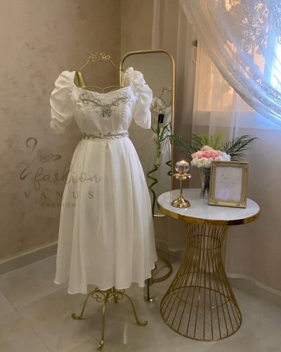 فستان ميدي ابيض 3280
