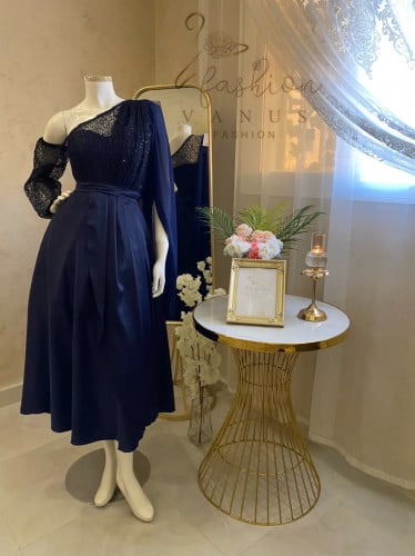 فستان سهرة ميدي كحلي 3238