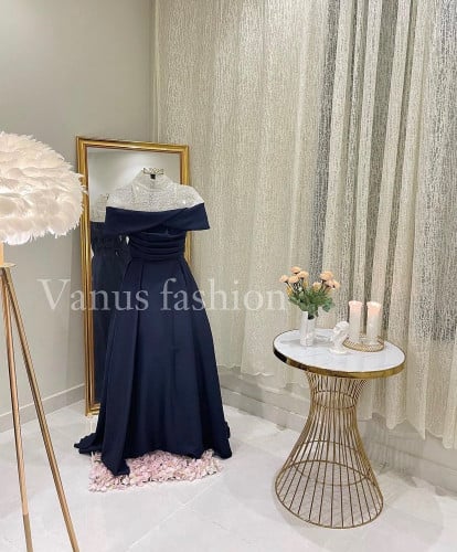 فستان سهرة طويل ( 2 لونين ) 3577