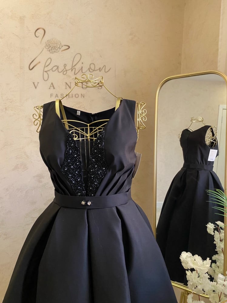 chanel black evening gown size