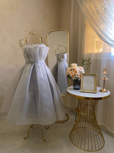 فستان سهرة ميدي رمادي 3240