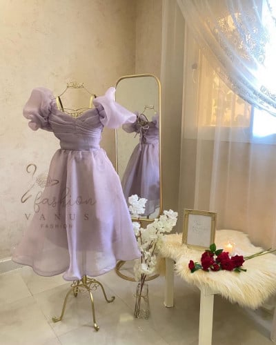 Light mauve midi evening dress 3200