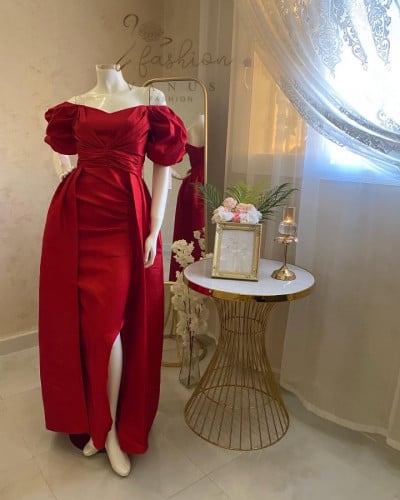فستان طويل احمر  3218