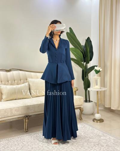 5743 -فستان ازرق بتصميم رسمي