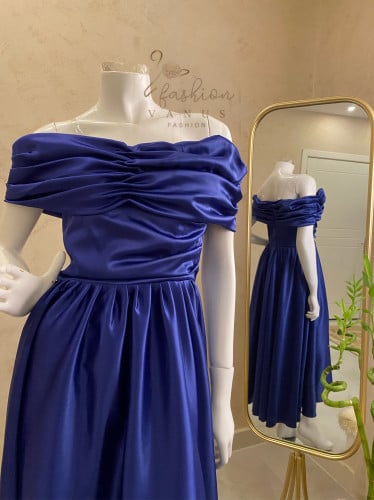 فستان ساتان ميدي ناعم 2060