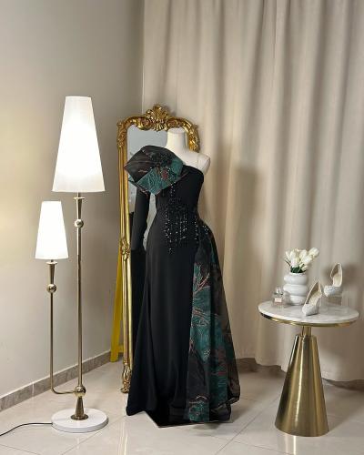 فستان سهرة طويل 5180 ( لونين )