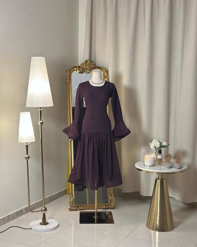 5610 -فستان أنيق بأكمام منفوشة (لونين)