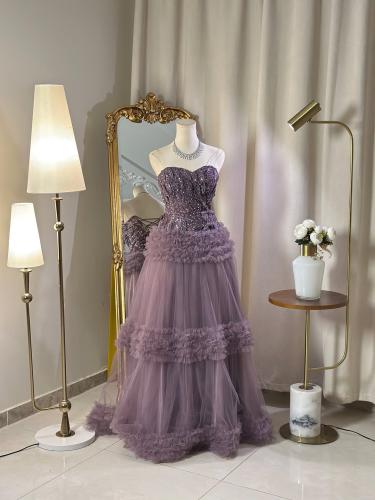 6611 - فستان سهرة  لافندر الطابع الملكي