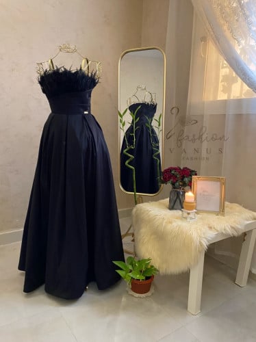 فستان سهرة طويل اسود 3041