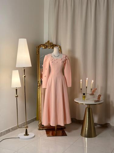 6124 -فستان ميدي  ( 2 لونين )