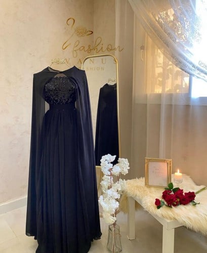 فستان سهرة طويل مع وشاح 3107