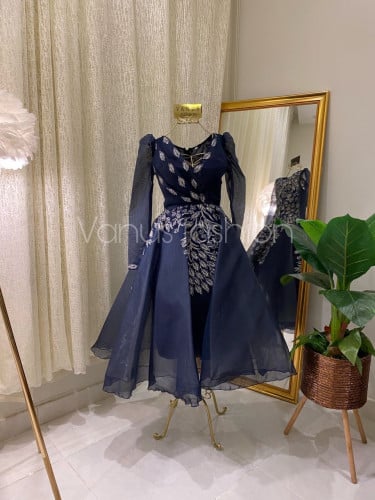 فستان سهرة ميدي( 2 لونين ) 3506