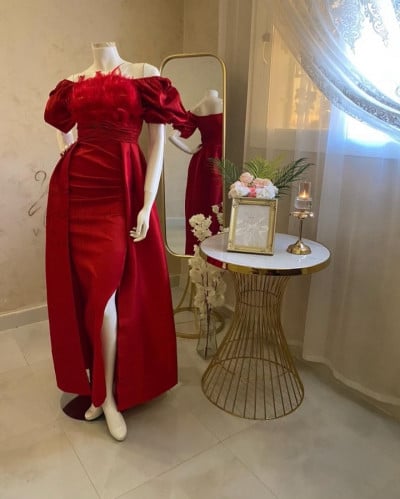 فستان سهرة شانطون احمر  3229