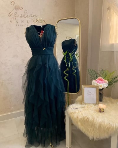 فستان طويل زيتي 3083