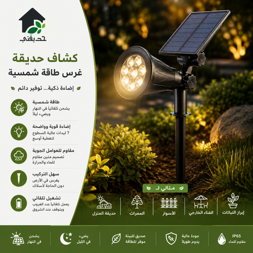كشاف حديقة غرس طاقة شمسية