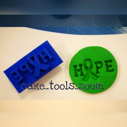 ختم كلمة هوب مع شعار سرطان الثدي