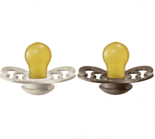 Bibs Pacifier Supreme Latex Size 2 - Toddler (+6M) 2pcs - Vanilla/Dark Oak