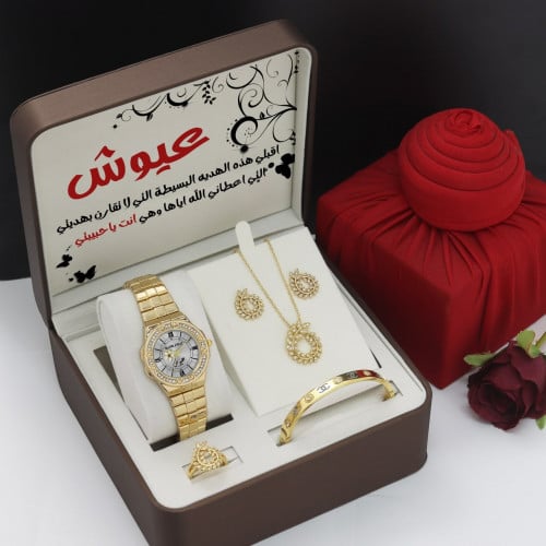 هدايا نسائي طقم ساعه وسلسال واسوره وخاتم وحلق وعبا...