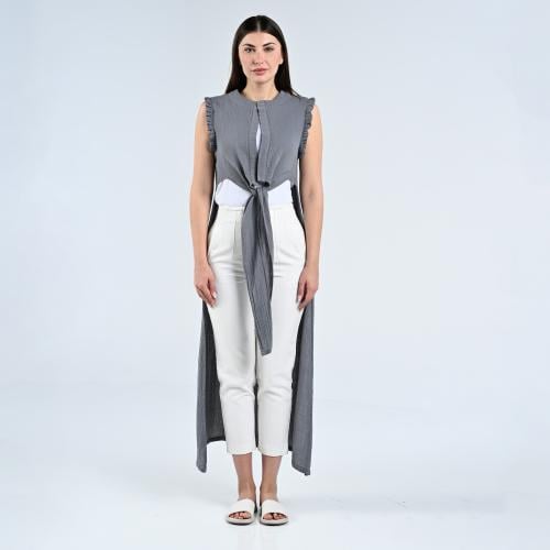 بلوزة طويلة بدون أكمام (one size)
