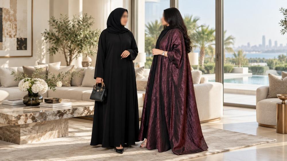 نساء ترتدي عبايات الكريب في الشتاء،