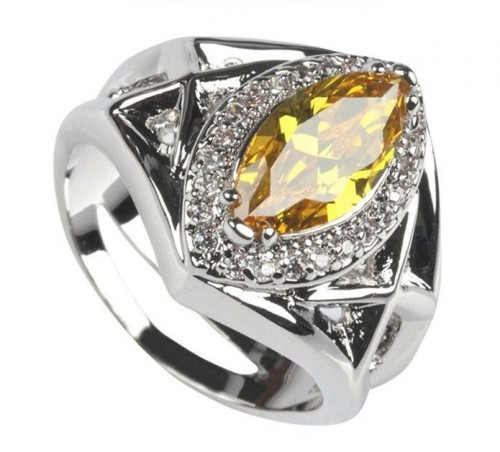 خاتم نسائي مطلي بالفضة ومزين بالزركون الكوبي مقاس 8 أمريكي