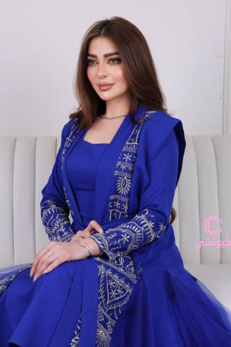 جلابية نيلي قطعتين بتطريز يدوي راقي من كيوتشي CUTE...
