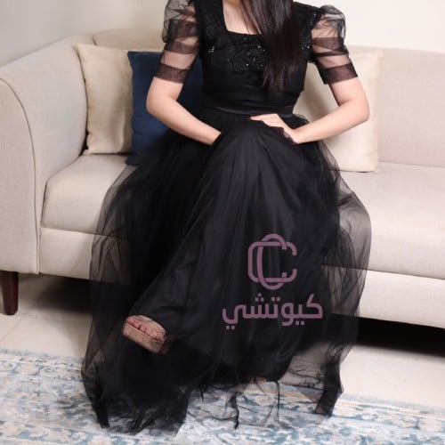 فستان سهره اسود صدر قماش سهره