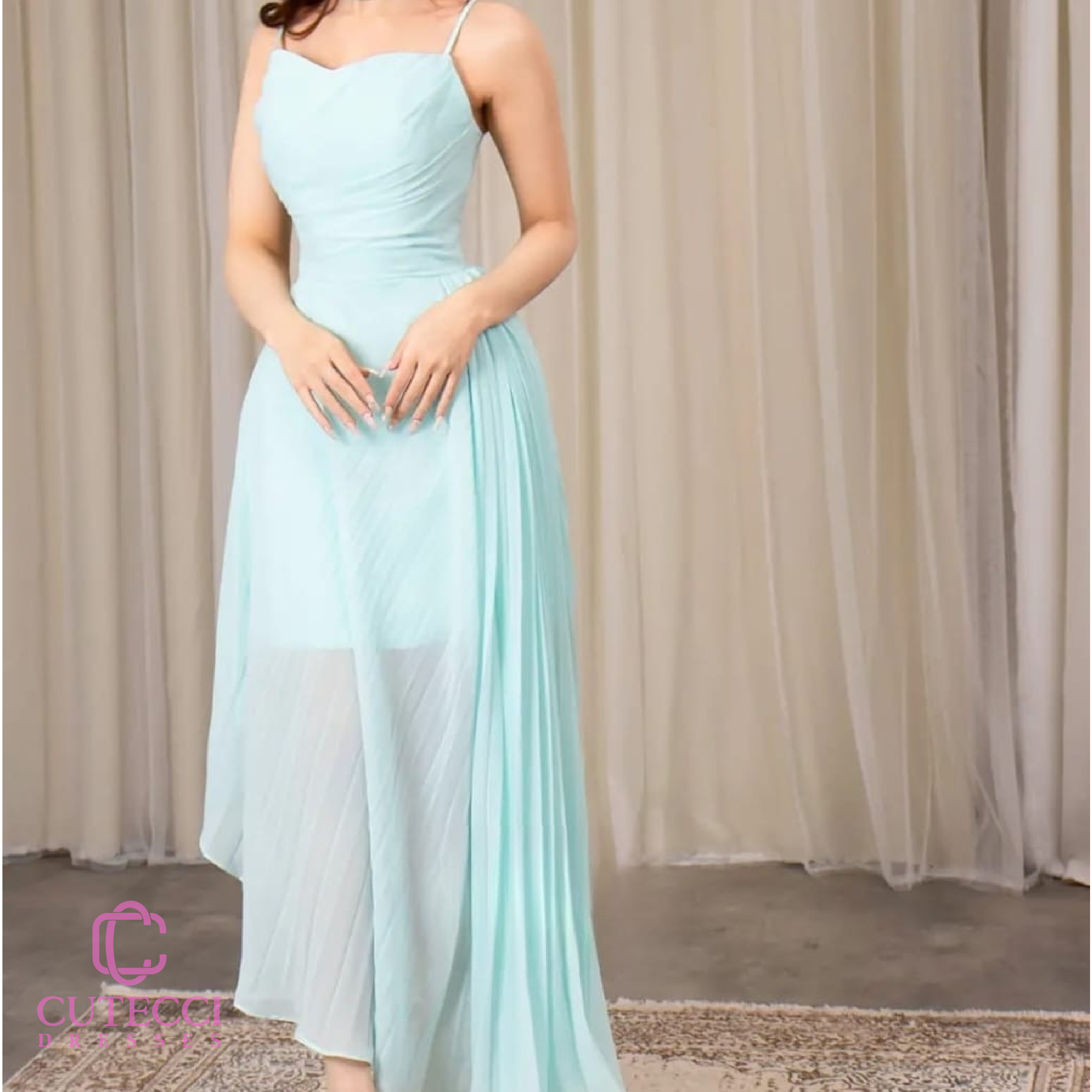 فستان ناعم سماوي شيفون – 2025 | كيوتشي