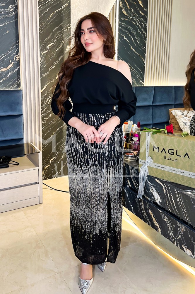 فستان سهره ناعم بفتحة ساق