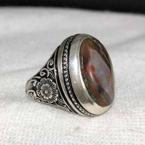 خاتم فضه بحجر العقيق اليماني الخرائطي المميز صياغة عارف برتاش عيار 990