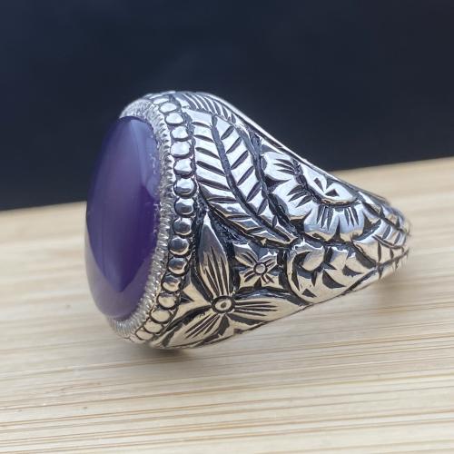 خاتم فضة برتاش مع حجر بنفسج صياغة بدوي الر فاعي