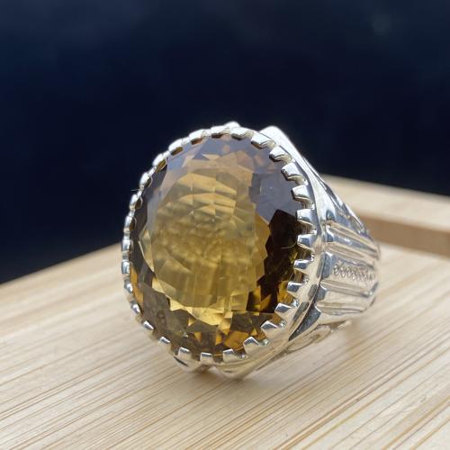 خاتم فضة صياغة حمادة مع حجر توباز