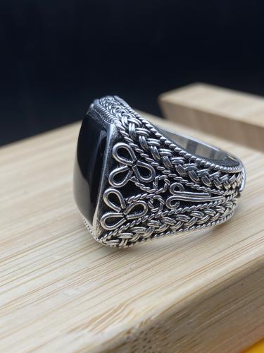 خاتم سلك مع حجر جزع صياغة الرفاعي