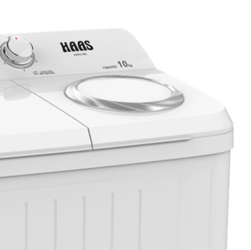 غسالة هاس حوضين 10 كيلو ابيض موديل HWT210XL