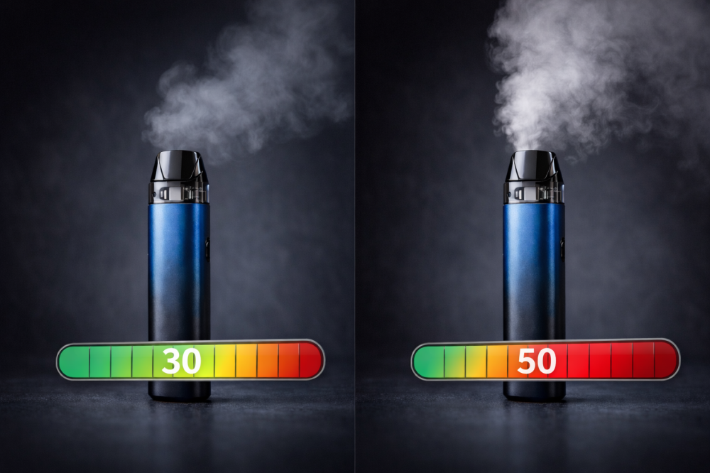 الفرق بين 30 نيكوتين و50 نيكوتين