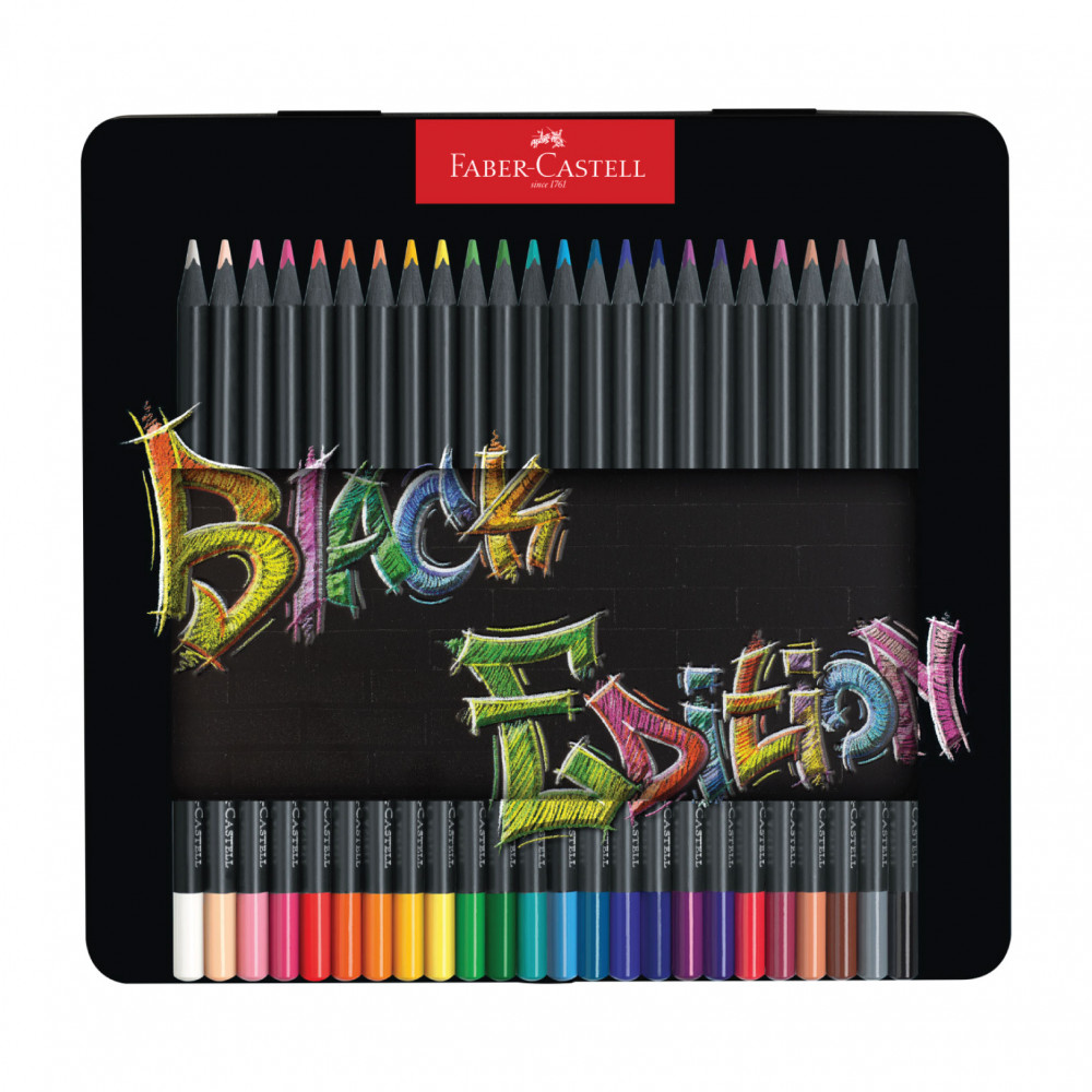 Faber-Castell Black Edition Wooden Colors - 24 Colors - مكتبة الحياة  السعودية