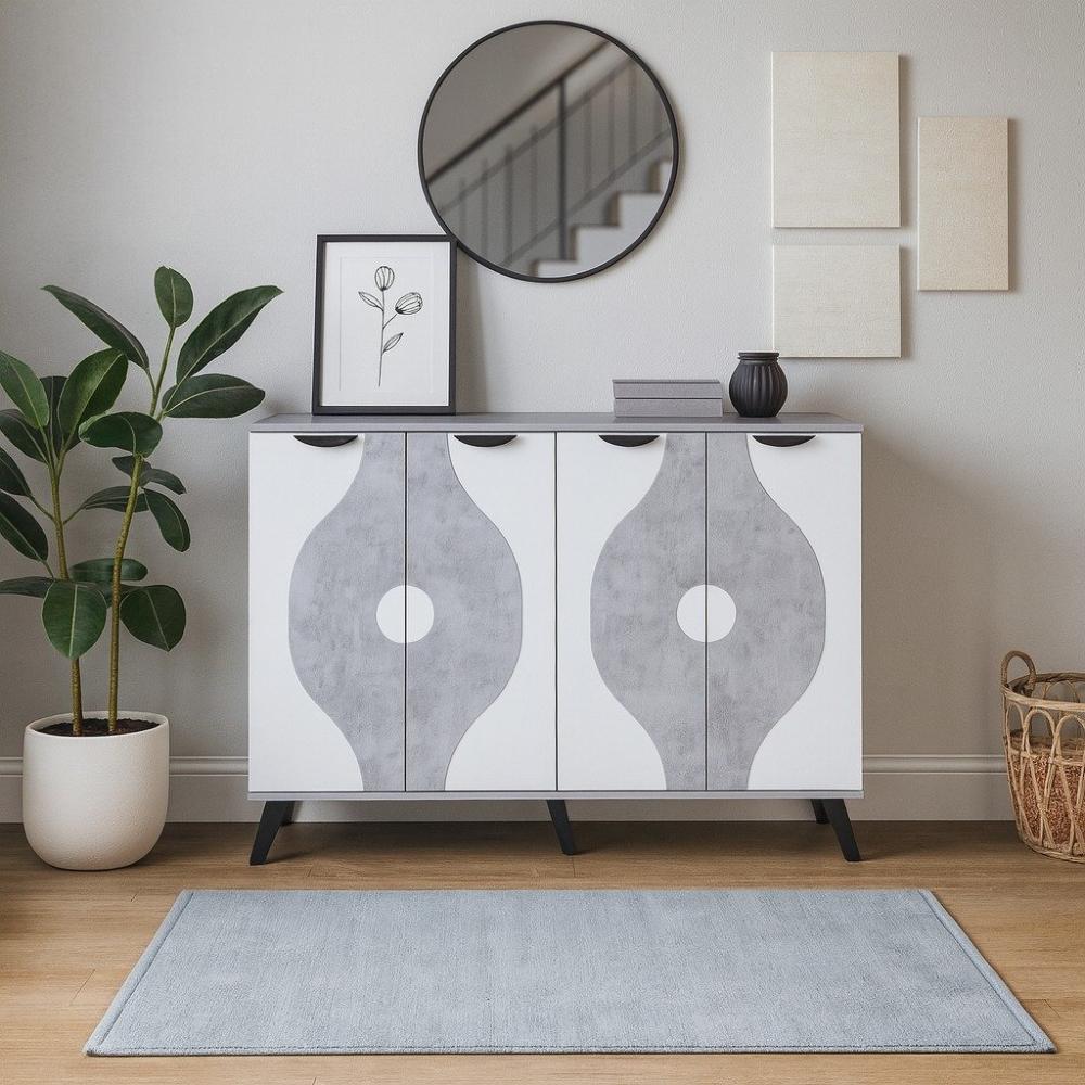 خزانة أحذية قسمين بتصميم أنيق لون رمادي و أبيض