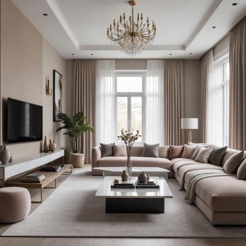 كنب زاوية حرف L بتصميم مودرن و رائع - لون بيج