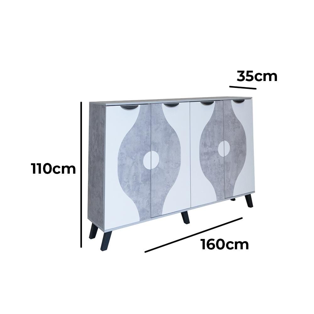 كروكي خزانة أحذية قسمين بتصميم أنيق لون رمادي و أبيض