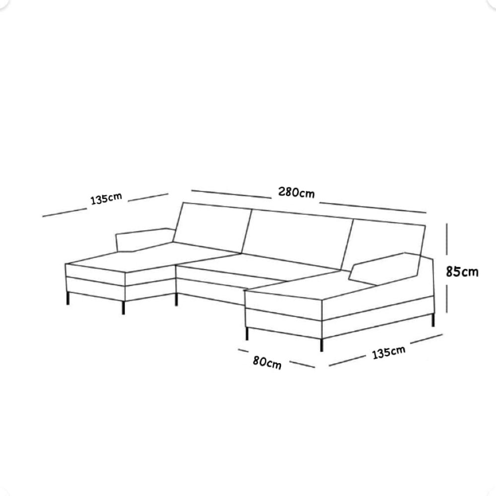 كروكي كنب زاوية حرف U بتصميم فريد و لون ازرق رائع